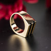 10k Yellow Gold Men's Signet Ring with Black Onyx - 01PJ02